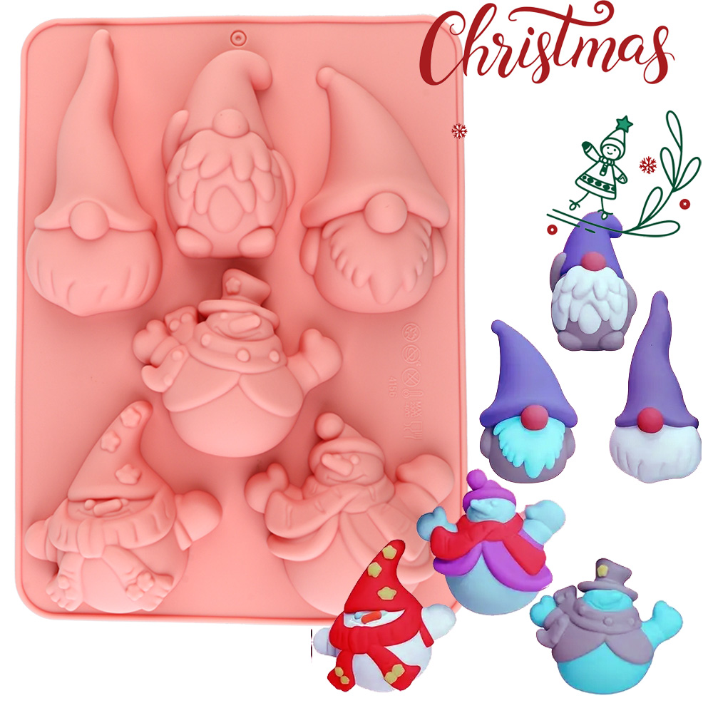 Resin Craft Ideas - 6구 크리스마스 노움 케이크 초콜릿 실리콘