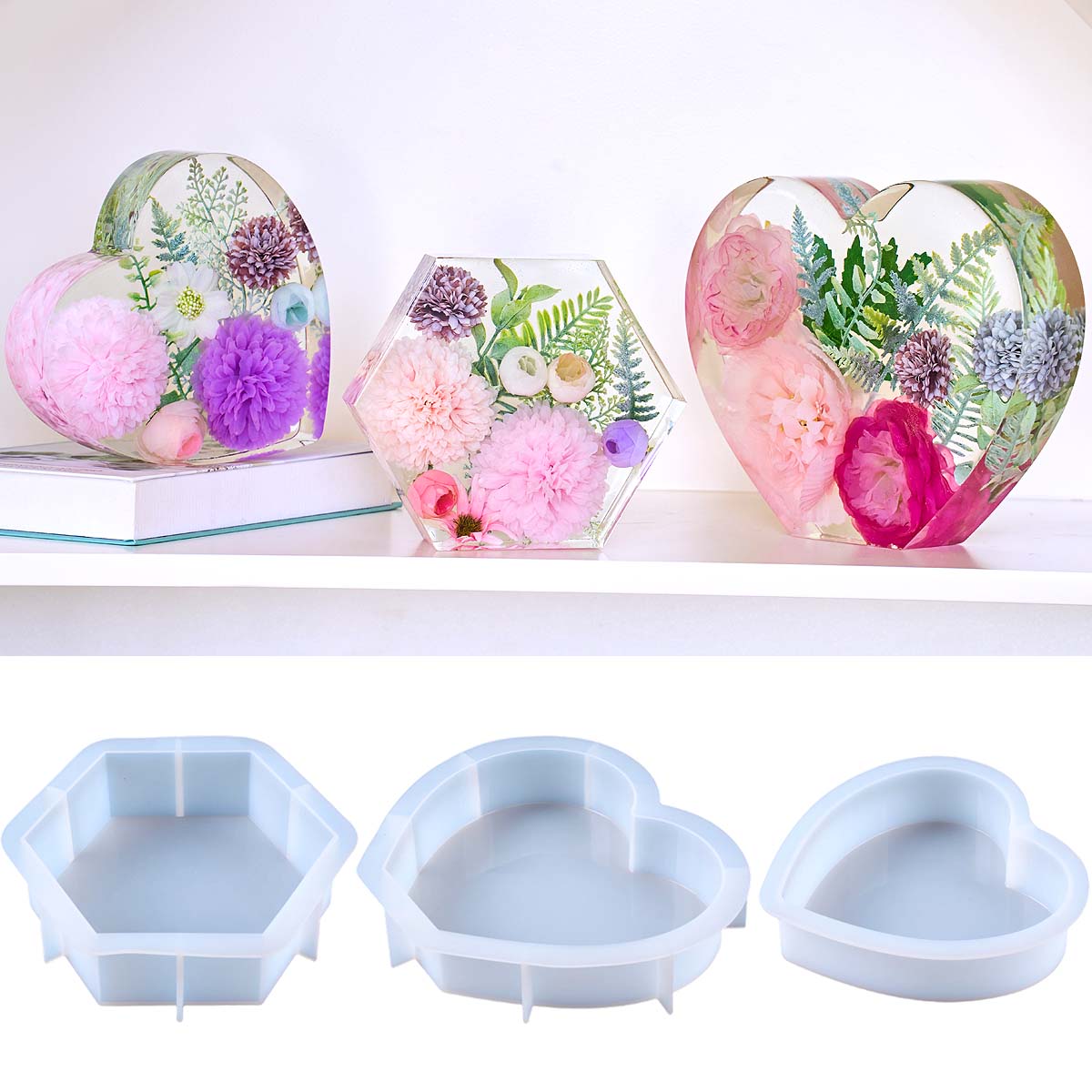 Flower Preservation Resin - 대형 사랑 모양 실리콘 몰드 DIY