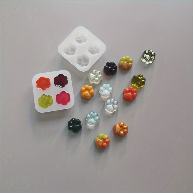 Resin Craft Ideas - 1개의 고양이 발 패턴 실리콘 몰드