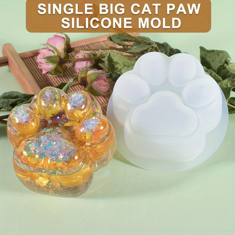 Resin Craft Ideas - 1 대형 고양이 발 실리콘 몰드,