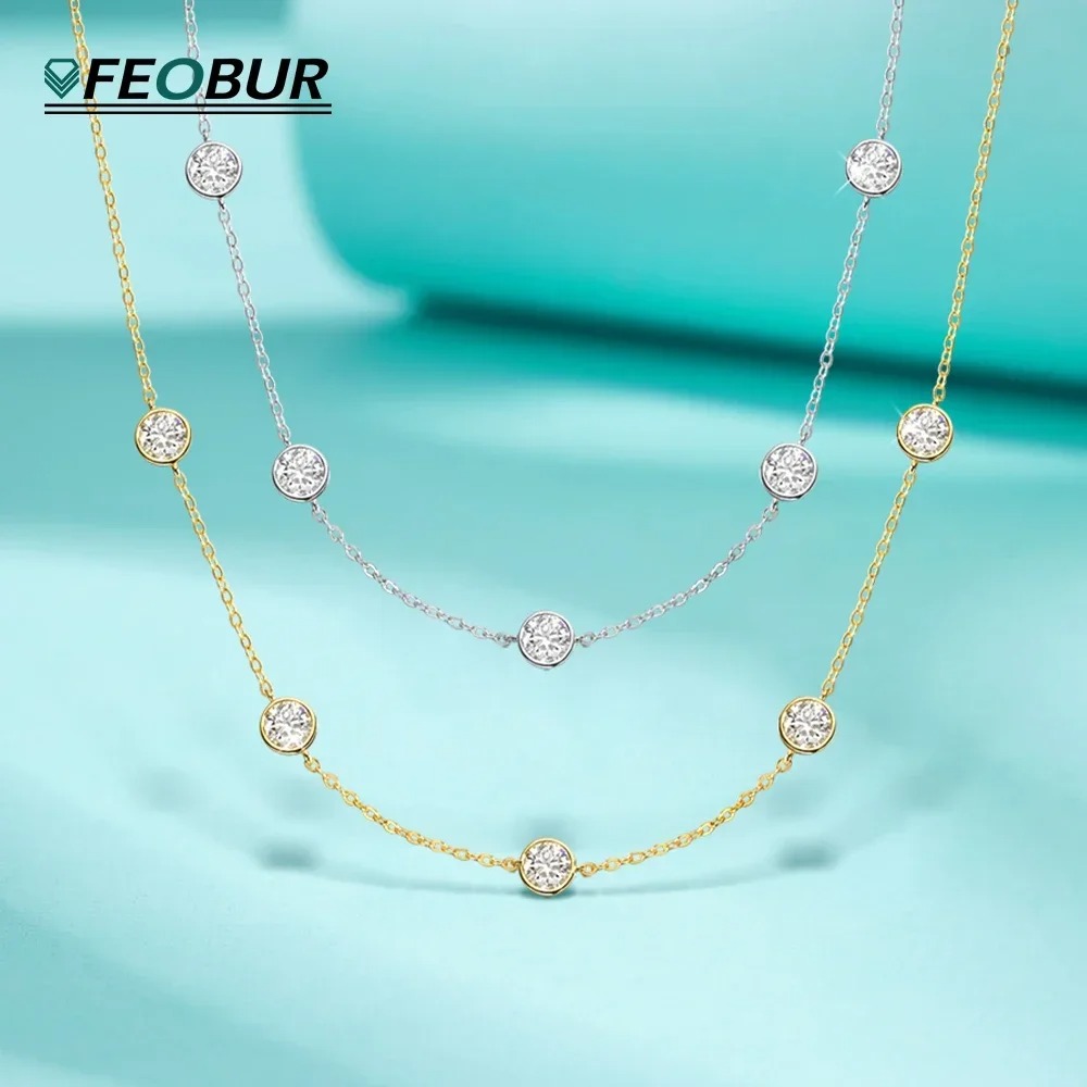 Bezels Set Pendant - 여성을위한 GRA 인증 5mm Moissanite 목걸이