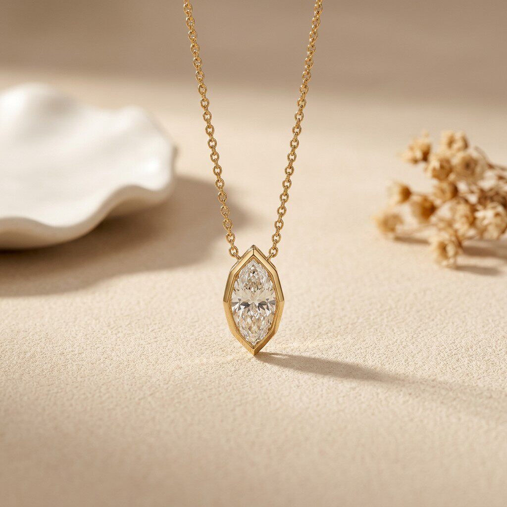 3캐럿 베젤 세팅 마르퀴즈 컷 모이사나이트 펜던트 목걸 - Bezels Set Pendant 리뷰 및 가격