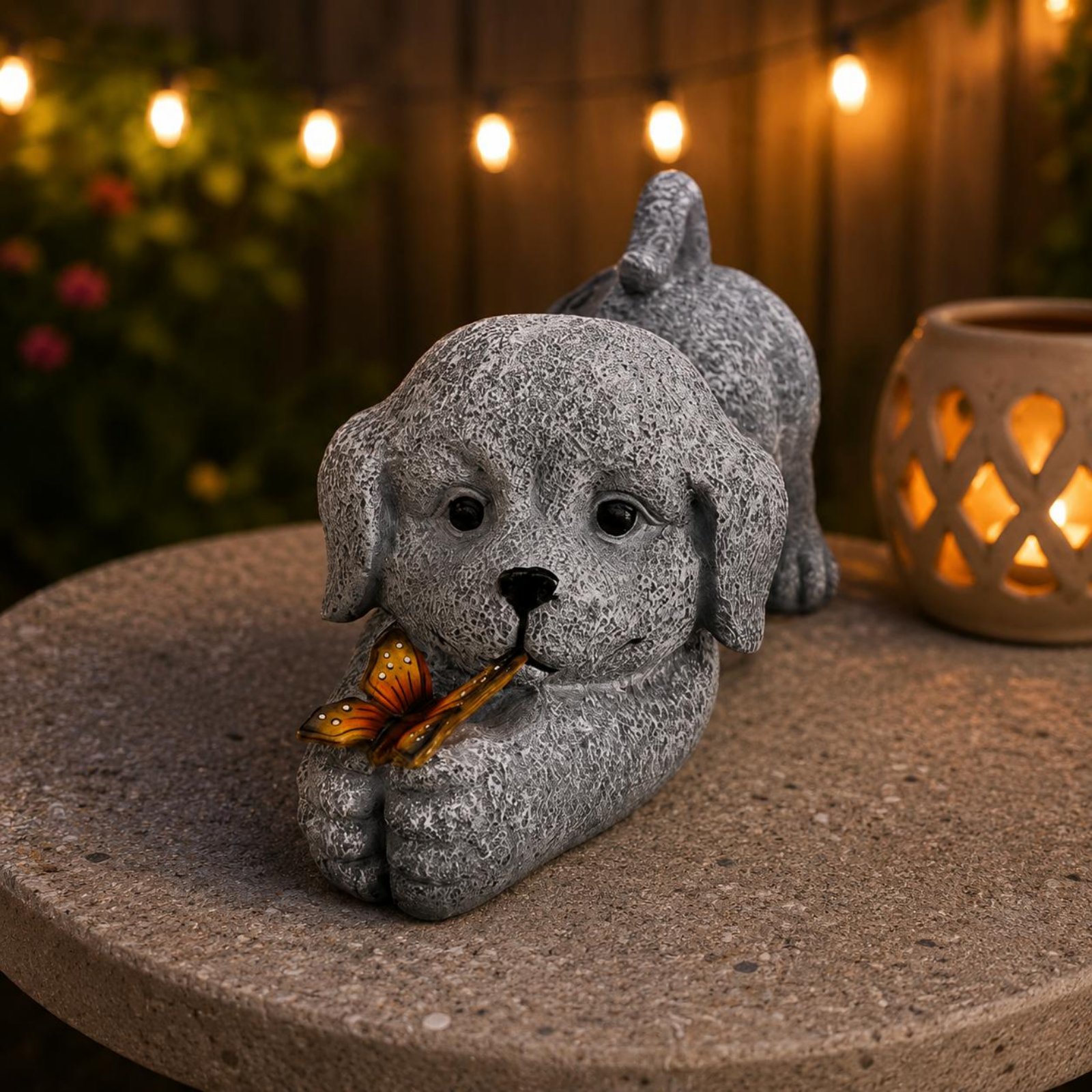 태양열 개 조각상 수지 공예품 태양열 개 조명 야외 장 - Resin Crafts 리뷰 및 가격
