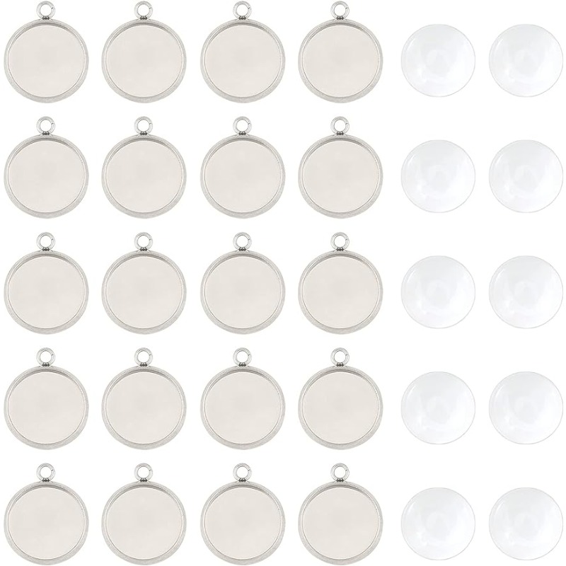 투명 유리 카보숑 반원형 트레이 펜던트, 스테인리스 스 - Bezels Set Pendant 리뷰 및 가격